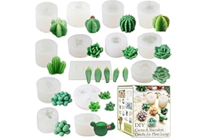 MUSYKRAFTIES Moldes de silicona para cactus y plantas suculentas, juego de 15 unidades para resina epoxi, jabón, cera, cera, arcilla polimérica, yeso para hormigón, fondant, chocolate, más pequeño