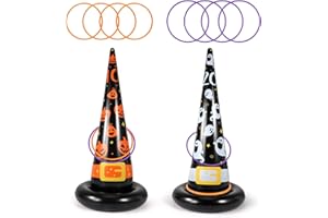 SRIZIAN Halloween Ring Toss Games, Party Toss Game with 8 Rings, Inflatable Throwing Rings Garden Backyard Outdoor Games Sets