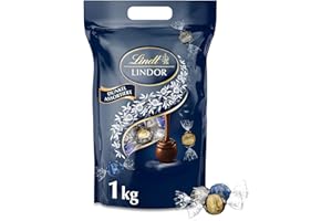 ‎LINDT Lindt LINDOR Schokoladen Kugeln Dunkle Mischung | 1 kg Beutel, wiederverschliessbar | ca. 80 Kugeln dunkle Schokolade (50%, 60% & 70% Kakao) | Grosspackung | Pralinen Geschenk | Schokoladengeschenk