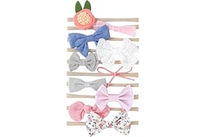 Hocaies Vendas del bebé Hairband de los bebés recién Nacidos Diademas de bebé anchas con lazo Diadema Elástica Niñas Banda Para Cabeza Bebe Accesorio Bebe Niñas Recien Nacida (10 Piezas - A)
