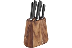 TEFAL K267S655 Jamie Olivier knivblock i 5 delar, 5 köksknivar + träknivblock, hög skärprestanda, unik design, robusta och hå