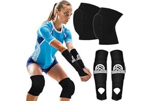 CIATBYYJ Volleyball Knee Pads and Volleyball Arm Sleeves Set for Youth Girls, Volleyballs Arm Pads with Protection Foam Pad and Thumb Hole, Padded Volleyballs Arms and Knee Sleeves for Teens