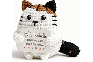 Giftota Pocket Hug - Geschenk für Freundin - Kreative Strickwolle Katzenpuppe - Kleiner Glücksbringer & Mutmacher - Geburtstagsgeschenk für Freundin, Frauen