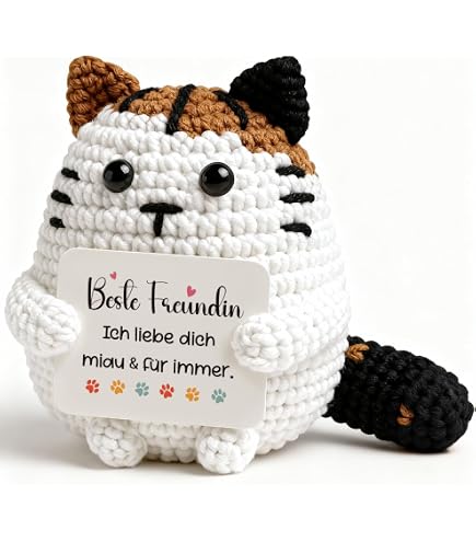 Mini Strickpuppe Handgemachte Häkelkatze - Emotion Produktbild-Vorschau 4