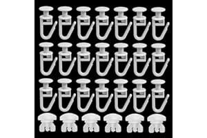 WINBEST 100 Glisseurs pour Rail à Rideaux, Crochet Rideau en Plastique avec 6 Stopper, Rideau Crochet Verrouillable, Accroche Rideau Convient pour Rail de Rideau de 11 mm de Large (Blanc)