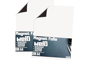 MAGNET-KAUF [2 sztuki] folia magnetyczna DIN A4 – taśma magnetyczna – możliwość zadrukowania i zapisywania – folia magnetyczna do samochodu – folia magnetyczna do opisywania do wycinania i majsterkowania (biała)