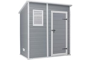 Keter Casetta da giardino Manor Pent 6x4, Finitura Effetto Legno Graffiato, Grigia, 183,5x111x200,5 H Cm