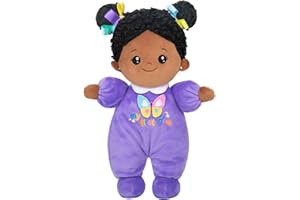 OUOZZZ Muñecas de Trapo para Bebé con Piel Profunda y Ropa Morada, Suave Muñeca de Peluche Juguete, Regalo para Niños 3+ Años, 25cm