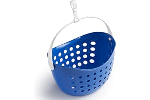 culiclean Peg Basket for Clothes Pegs for Washing Line/Laundry Pegs 1 Basket classic blue with white Handle, with Hanger, Alternative to Peg Bag