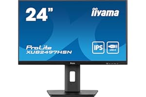 iiyama XUB2497HSN-B2 24 inch IPS USB-C Dock Display 65W Charging, 4ms, Full HD 1920x1080, RJ45/HDMI/DP, 1 x DP-OUT(MST), 4 x USB Hub, Height Adjustable Stand, TUV-GS, 5 Yr Warranty
