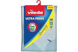 Vileda, Funda de Planchar Antibacterias UltraFresh, Funda para Tabla de Planchar antibacterias, fácil de Poner, Acolchado, tamaño Universal, Certificado Oeko-Tex