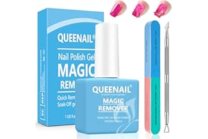 AUBEIFOU Gel Polish Remover 15ml,Fast Nail Polish Gel Remover with Nail File & Nail Polish Scraper,Soak-Off Gel Nail Polish Remover
