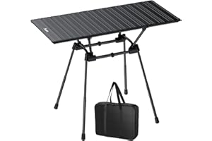Anbte Mesa Plegable Camping, Mesa de Jardín Plegable Portátil para Camping/Picnic/Balcón/Mercado 89 * 40.5 * 71cm Multifuncionales Que Ahorran Espacio Altura de Aluminio-Negro