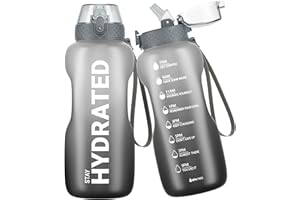 Gohippos Water Bottle, 500ML/800ML/1000ML/2L Sports Water Bottle with Straw and Time Markings, Motivational Drinks Bottle to Stay Hydrated, Tritan, BPA Free, Leakproof, for Gym School Office(1 Bottle)