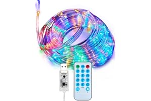 KALAHOL 10M 100 LED Rope Lights, USB Powered Outdoor Rope Lights, 12 Modes LED Outdoor Light with Remote Control & Timer