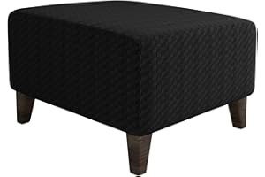 XJHKG Foot Stool Cover Rectangle, Machine Washable Stretch Jacquard Storage Ottoman Foot Rest Cover Sofa Furniture Protector Slipcover (Black,Small)