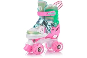 METEOR Patins à roulettes pour Enfants et Adolescents - Rollers en Ligne réglables avec 4 Roues chacune - Patins à roulettes rétro pour Filles et garçons
