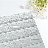 UKAB DEKOR Kendinden Yapışkanlı Beyaz Esnek K&ouml;p&uuml;k Taş Desen Duvar Paneli 50x50 cm (1 adet 0,25m&sup2;) Beyaz 50 x 50