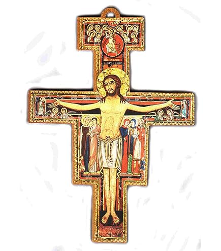 Fratelli Bonella | Crocifisso da parete in legno vintage raffigurante Sant'Antonio 17x24cm | Made in Italy