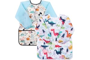 saerryor 2PCS Kids Painting Apron Toddler Apron Art Smock for Kids Long-Sleeve Waterproof Painting Aprons, Painting,Cooking,Eating,Arts & Crafts Artist Apronfor Children Ages 3-8