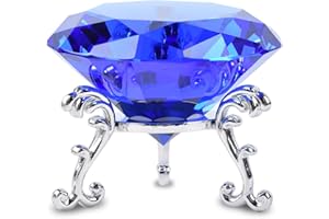 FBBULES 80mm Kristall Diamant Briefbeschwerer Glas mit Ständer, Kristall Diamant Deko Diamantene Hochzeit Geschenk Glasdiamant für Halloween Weihnachten Erntedankfest Tafelaufsätze