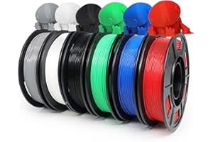 Yousu Filamento PLA+ Multicolor 1.75mm，Filamento PLA Plus para Impresora 3D，Filamento PLA Más Fuerte，Precisión Dimensional +/-0.02mm，Carretes de 6 x 250g，Total 1.5kg，Negro Blanco Gris Rojo Azul Verde