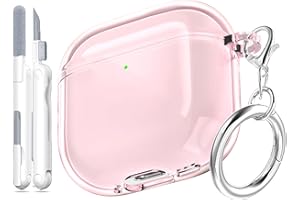 MHYALUDO Custodia compatibile con AirPods 4 generazione 2024, antiurto, morbida TPU anti-ingiallimento, compatibile con AirPods 4 Custodia con kit di pulizia e graziosa fibbia rotonda,Rosa