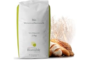 HABERFELLNER Bio Weizen-Vollkorn-Mehl 25kg | Hochwertiges Mehl - gentechnikfrei und pestizid-kontrolliert | Ideal zum Backen von Brot und Brötchen
