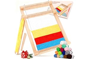 SYNERIX Webrahmen Kinder - Holz Webstuhl Set Bastelset Weben für Anfänger zum Weben & Gestalten, mit Handgemachtes Garn und Zubehör, Perfekter Geschenke für Kinder Geburtstag Weihnachten ab 4 Jahre