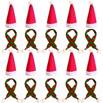 Lot De 36 Mini Chapeaux Et écharpes De Noël - 18 Chapeaux + 18 écharpes (rouge, Vert, Blanc) - Pour Décoration Table, Bricolage, Poupées