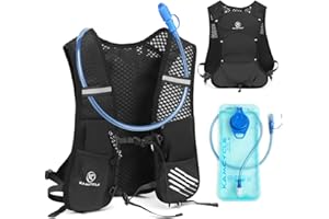 KAMCYCLE Sac à dos d'hydratation, pour la course à pied, le vélo, ultra léger, avec poche à eau de 2 l ou bouteille d'eau de 500 ml, sans BPA
