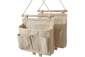 Set 2 vita hängande organiserare med fickor självhäftande krokar för badrum | Förvaringsväska, väggväska, vattentät, sovrum, kontor, platsbesparande, husbil, korg, förvaring, förvaring, vägg