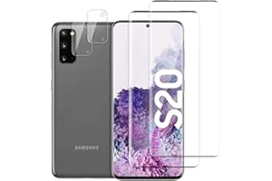 QZJinch 2 + 2 szt. ochraniaczy ekranu do Samsunga Galaxy S20, kompatybilna z identyfikatorem odcisków palców, pełna ochrona ekranu 3D, odporna na zarysowania, HD przezroczysta, przyjazna dla obudowy