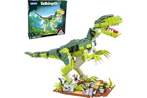 SIENON Creator Velociraptor - Byggleksak - Dinosaurier - Dinosaurierpark World Dominion Raptor - Byggleksak med rörlig käke