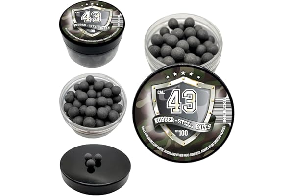 Rubber-Steel Balls in 43 Caliber -100 x Premium Quality Hard Mix Rubber Steel Balls Paintballs Reballs Paintball Shooting Self Defense Billes Calibre .43 - Caoutchouc OU Caoutchouc DURCI