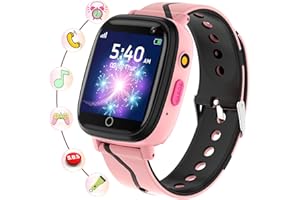 BAUISAN Smartwatch Kinder - Uhr Telefon für Mädchen Jungen mit Anruf, SOS, 14 Spiele, Musik, Kamera, Wecker, Taschenlampe, Kinderuhr Telefonieren Smart Watch Kids Geschenk (Rosa)