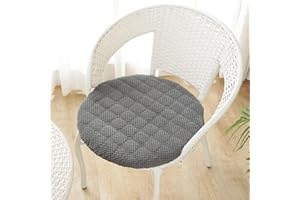 AMPHADECO Sitzkissen Rund 40cm, Weiche Stuhlkissen 4er set mit Rutschfest Waschbar Cordstoff Sitzauflage Stuhl mit Reißverschluss, Sitzpolster Stuhlauflage für Indoor Esszimmer Küche Outdoor Garten, Dunkelgrau