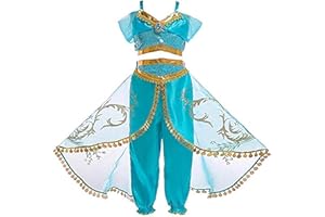 Atorcher Kostium księżniczki jaśminowej dla dziewczynek z cekinami kostium księżniczki zestaw przebranie dla dzieci
