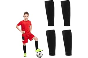 KERUTO 2 Pairs Football Sock Sleeves, Black Football Socks for Men and Women, Cut Shin Pad Sleeves, Gain the edge sock Sleeves, Footless Football Socks, for Football Games Beginner