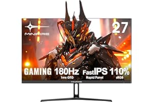 Minifire Ecran PC Gaming 27 Pouce, 180Hz, 1ms, AdaptiveSync, Moniteur IPS, FHD, sRGB 110%, 2xHDMI 2.0/1xDP 1.4 Ports, BluelightShield, Lunette Ultra-Mince VESA 100x100mm (MFG27F2 câble HDMI Inclus)