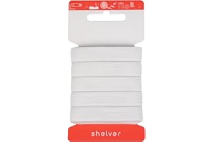 Shelver Elastic for Sewing in Widths 7, 10, 15, 20, 25, 40, 50 mm (White, 15mm x 5m)