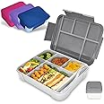 IJIAMY Bento Lunch Box Kids, Bento Box Lunch Box Adults with 5 Compartments and 1 Salad Dressing Containers, Snack Box for Kids and Adults Work School (Grey)