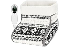 Biutee Scaldapiedi Elettrico, Foderato con Scaldapiedi Lavabili, Riscaldamento Rapido, Temperatura Regolabile da 30-60°C, Spegnimento Automatico,Impostazione Timer Intelligente, Stile Natalizio