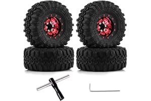KEEDA Pneumatici e ruote RC da 57 mm, cerchione micro Beadlock da 1" per 1/18 TRX4M 1/24 RC Crawler Car Axial SCX24 FMS FCX24 parti di aggiornamento (A, rosso)