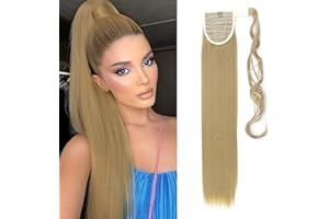 Silk-co 66cm-Coda di Cavallo Extension Finta Coda Capelli Lisci Ponytail Extension Parrucchino Capelli Coda–Cenere Mix Biondo