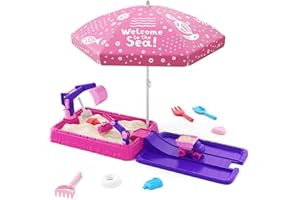HYES Escavatore Sabbiera per Bambini, Sabbiere con Ombrellone, Giocattoli da Spiaggia con Pala di Sabbia, Giochi da Giardino Regali di Gioco Estivi per Bambini 3-5 Interno ed Esterno, Viola