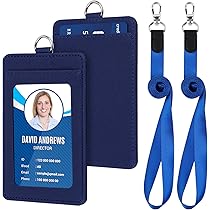 Portabadge Verticale In Pelle - 2 Pezzi Con Cordino, Per Ufficio, Scuola, Patente (Rosso) - Foto 12