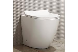 ROYAL BATHROOMS.CO.UK Modern Rimless Back to Wall BTW Pan with Soft Close Slim Seat Power Flush