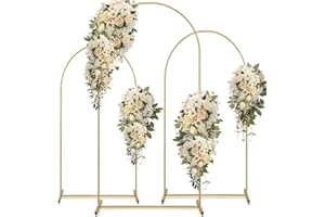 CNWINU 3 Arches de Mariage, Arches pour Ballons dorées, Supports pour arrière-Plan, Arches métalliques, Arches pour Ballons, Arches pour fêtes, Anniversaires, décorations de Mariage (4+5+6ft)