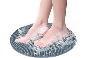 HOMIRTY Rutschfestes Silikon Massagepad Grau Dusch-Fußschrubber Matte Fußpflege Entspannung Wäscher Massagegerät Dusche Fußwaschmatte Dusche Rückenschrubber für Dusche Reinigung Peeling